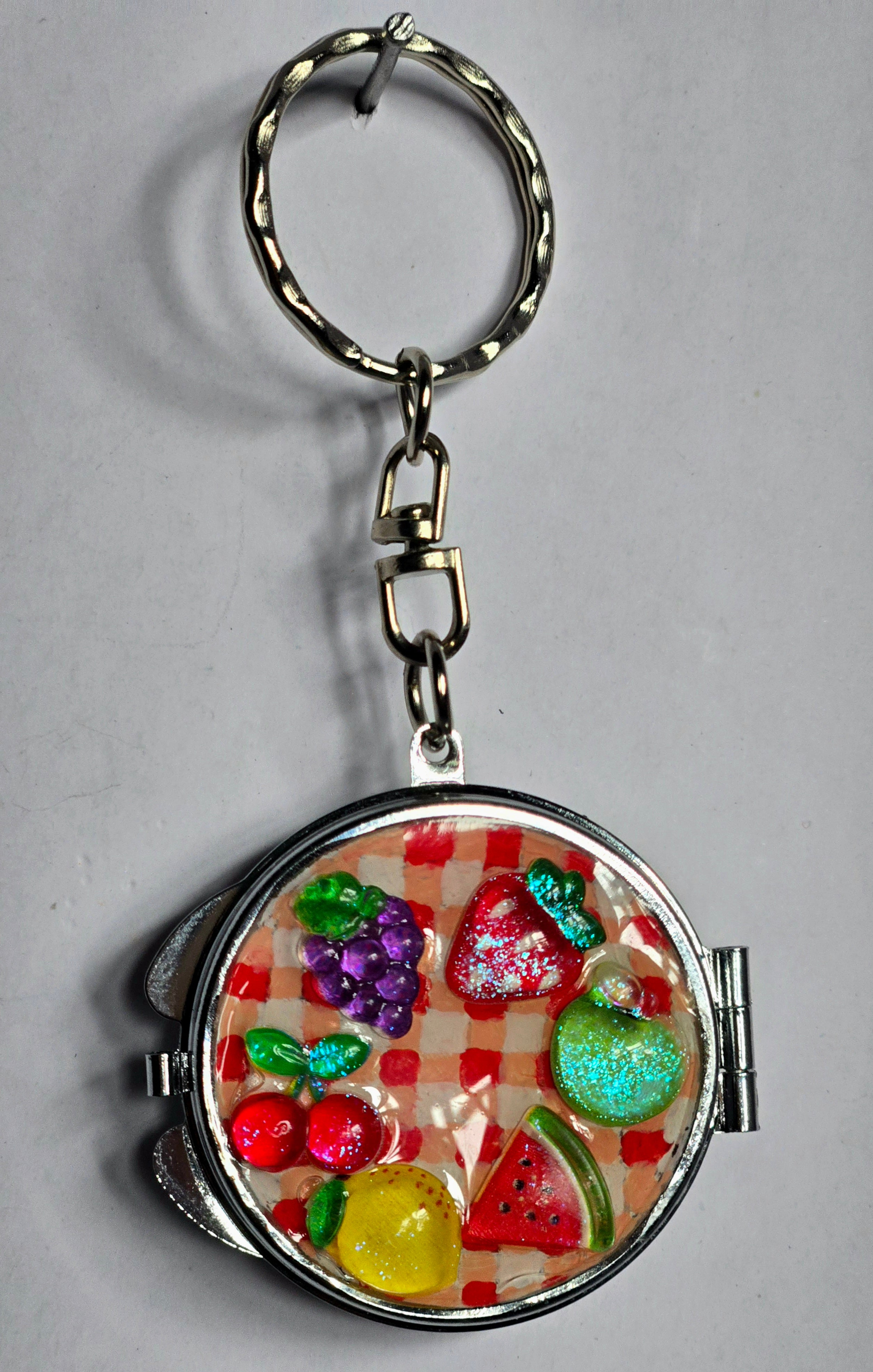 Fruit Salad Mini Compact Mirror Keychain