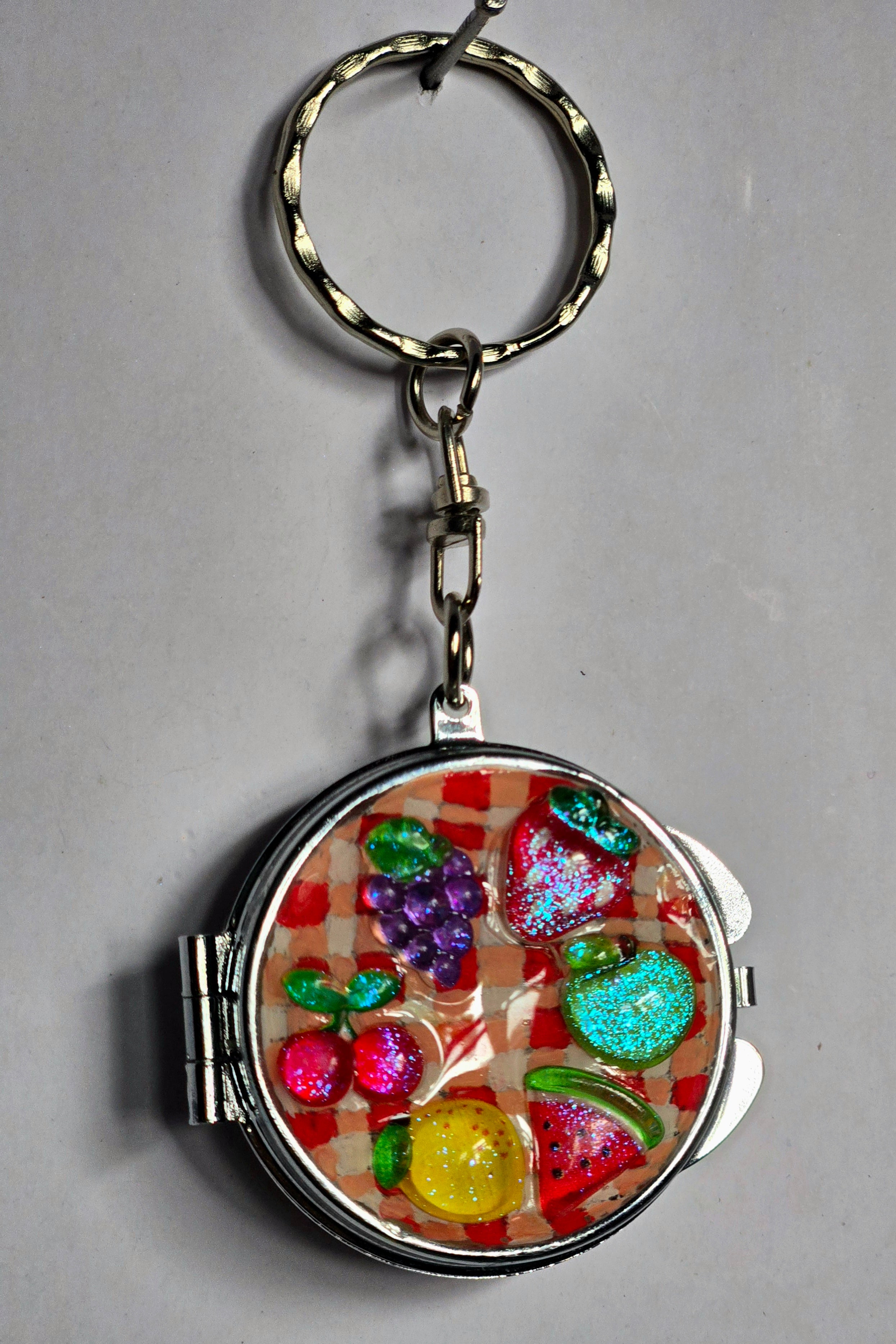 Fruit Salad Mini Compact Mirror Keychain
