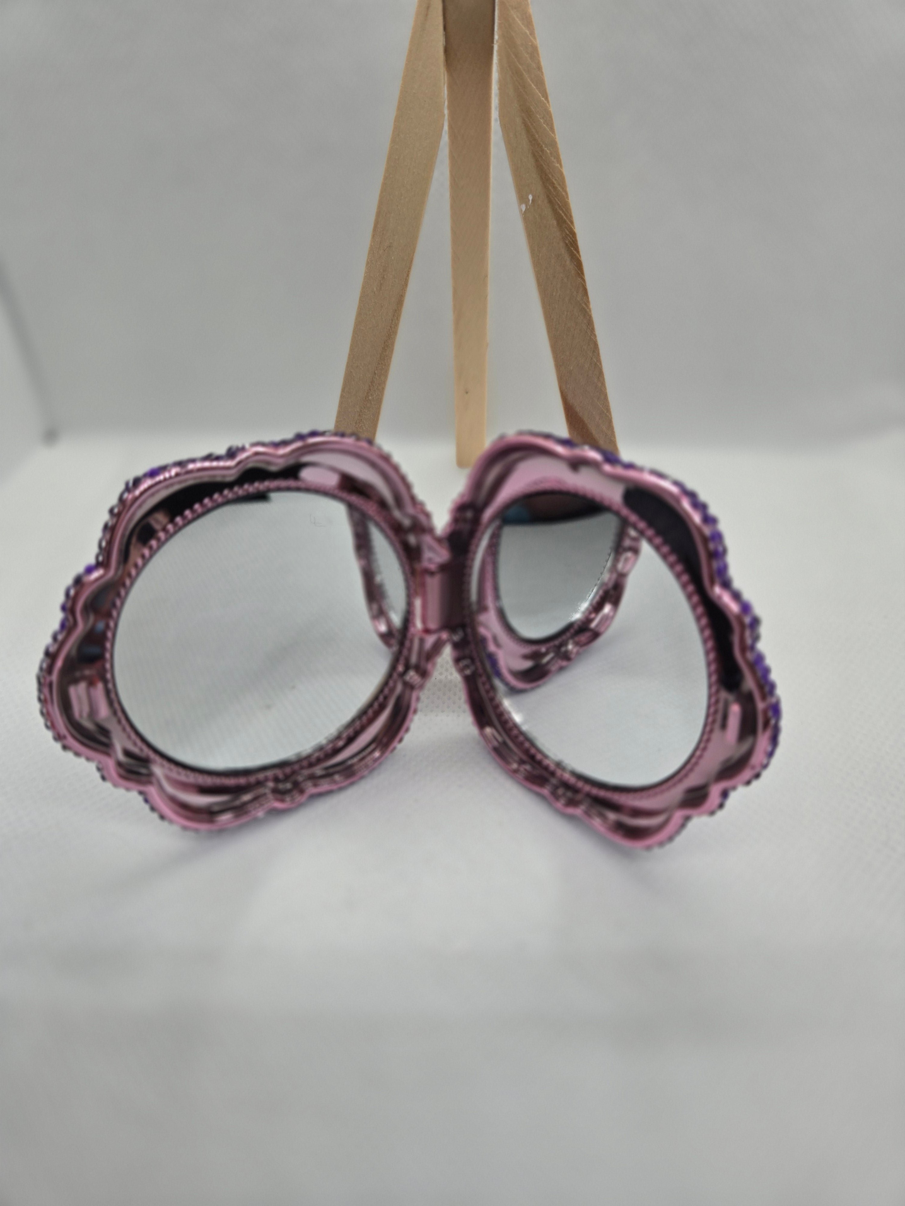 Purple Rose Rhinestone Compact Mirror