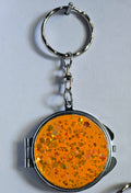 Tangerine Glitter Mini Mirror Compact Keychain