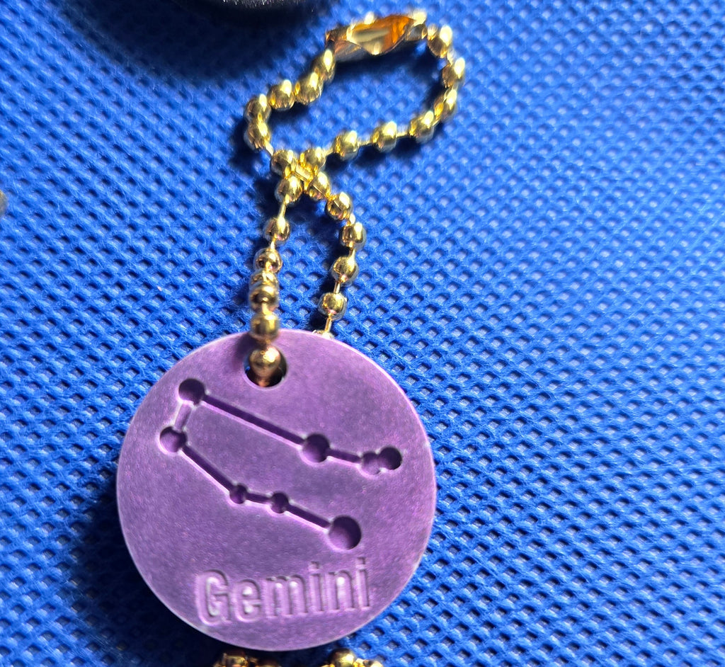 Zodiac Keychain Purple Metallic Gemini