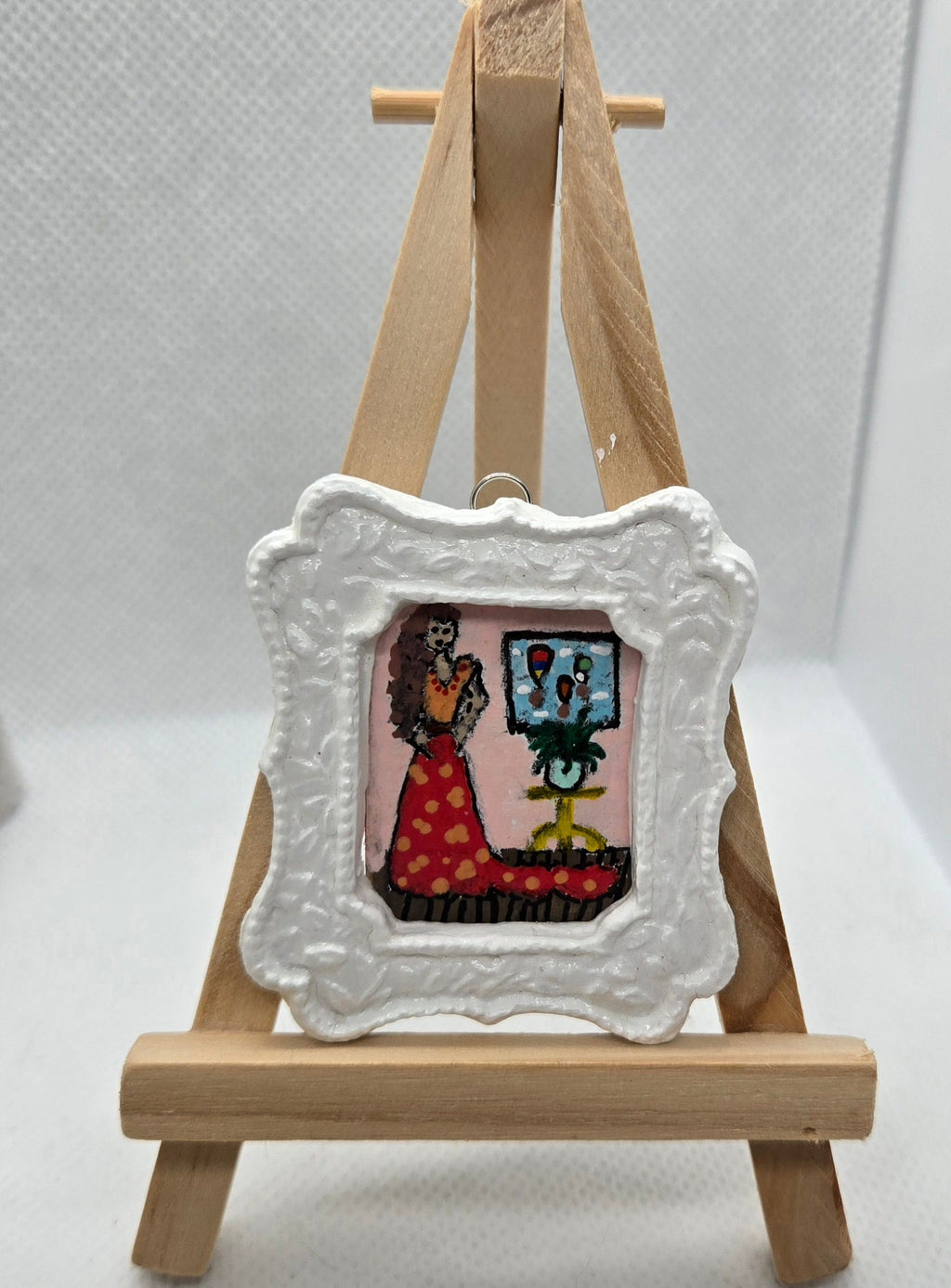 Miniature Painting of a Woman in Orange Gown