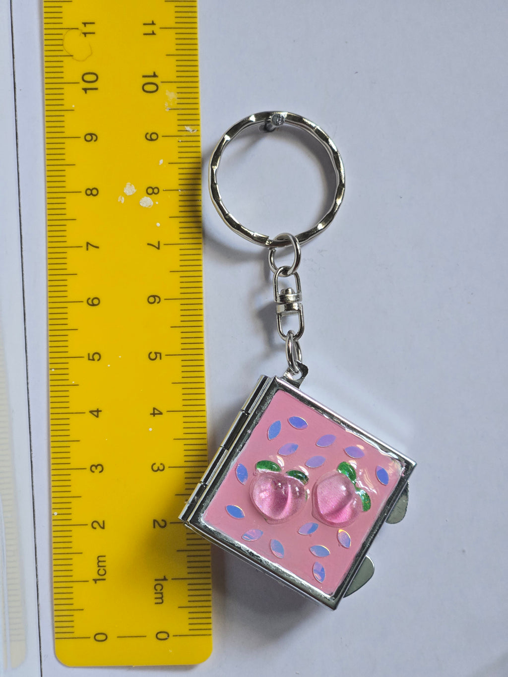 Peaches Mini Compact Mirror Keychain