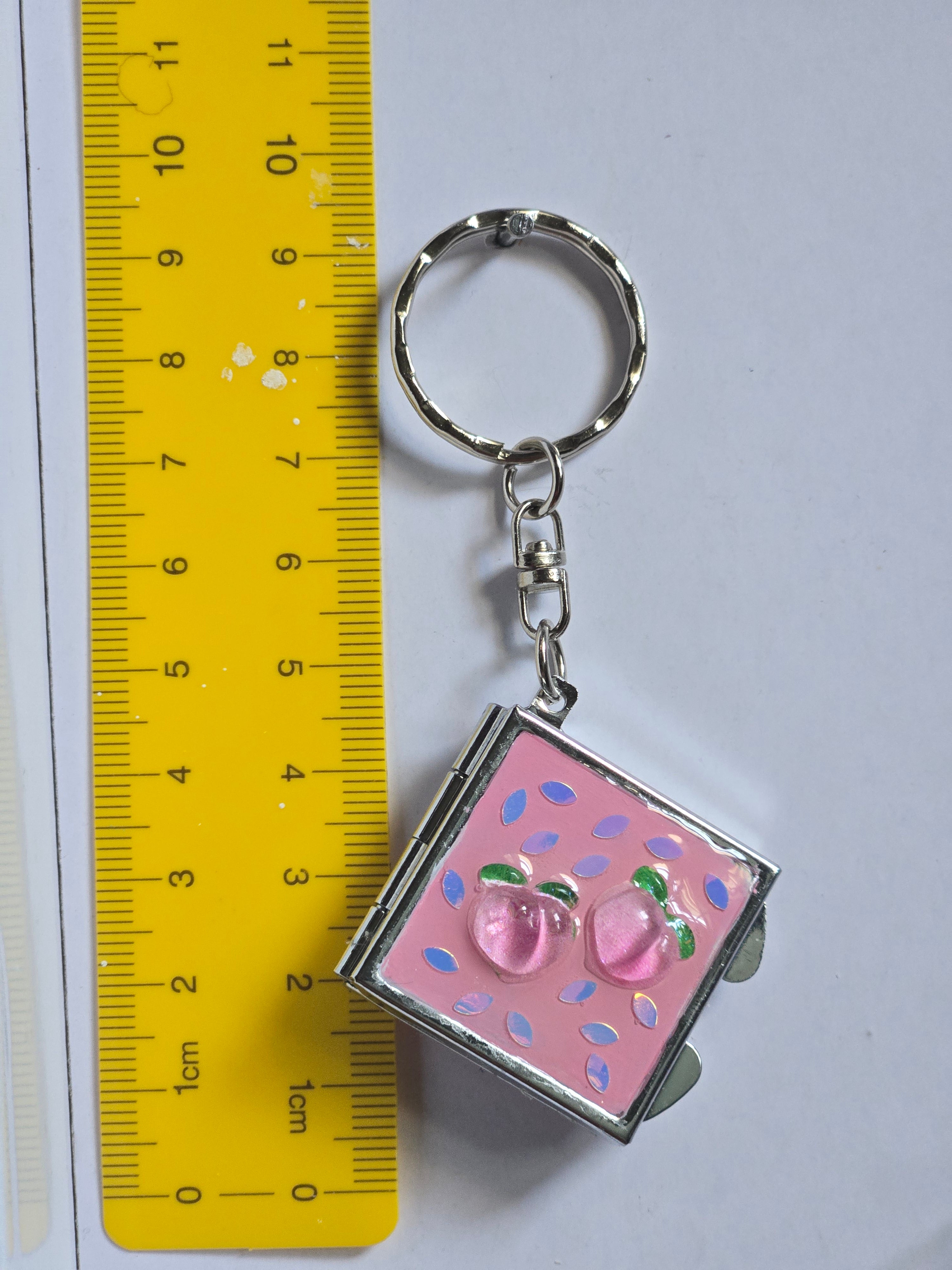 Peaches Mini Compact Mirror Keychain