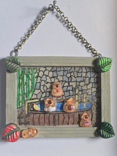 Capybaras Bathing Art Ornament