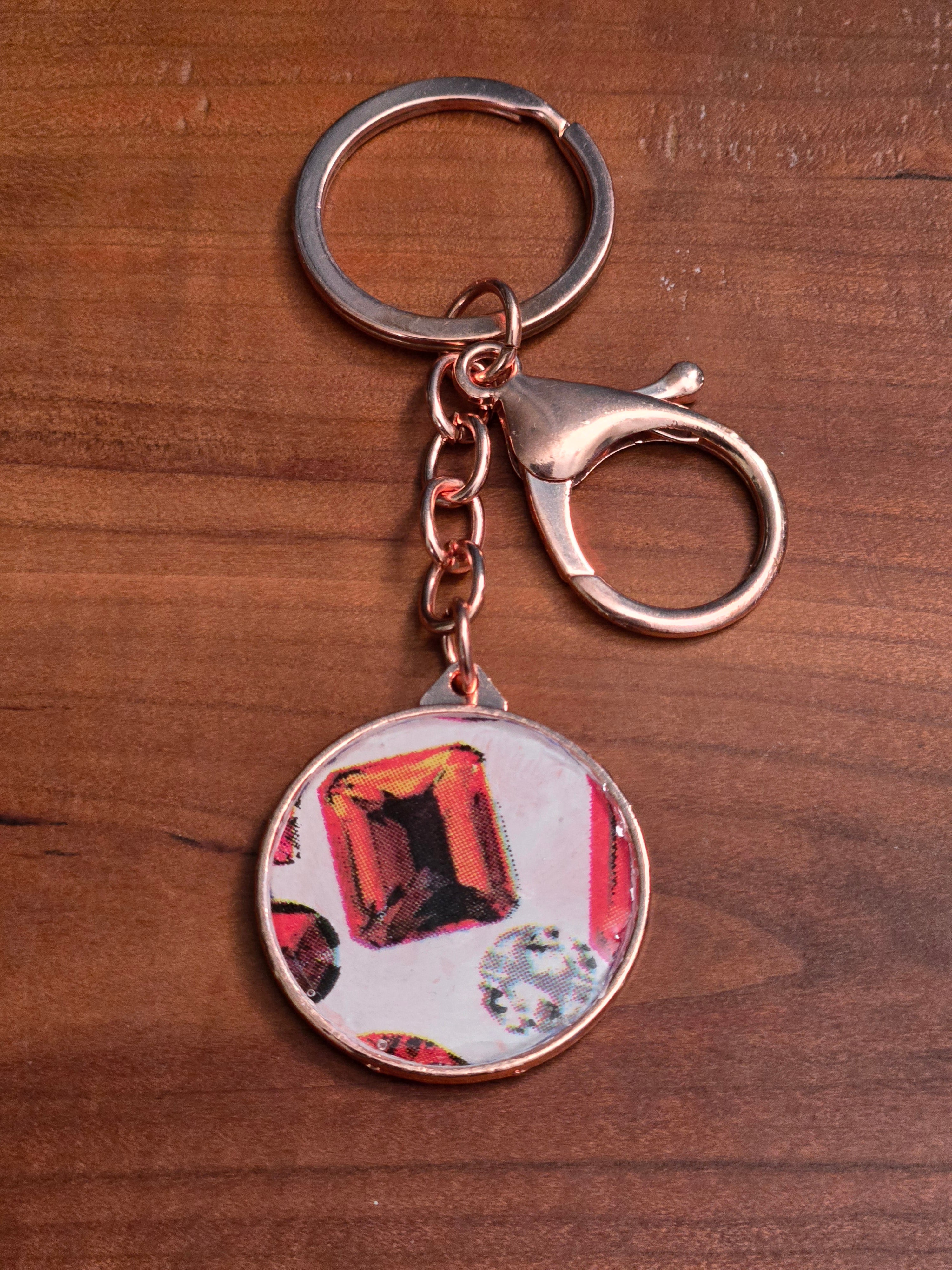 Jeweled paper keychain