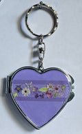 Purple Heart Mini Compact Mirror Keychain