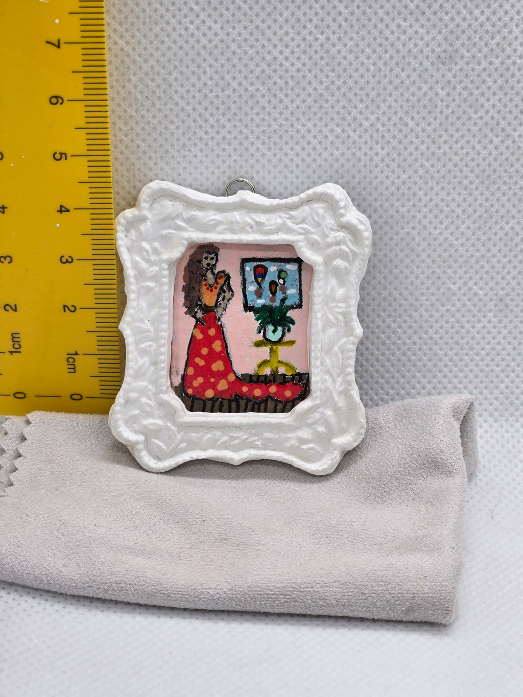 Miniature Painting of a Woman in Orange Gown