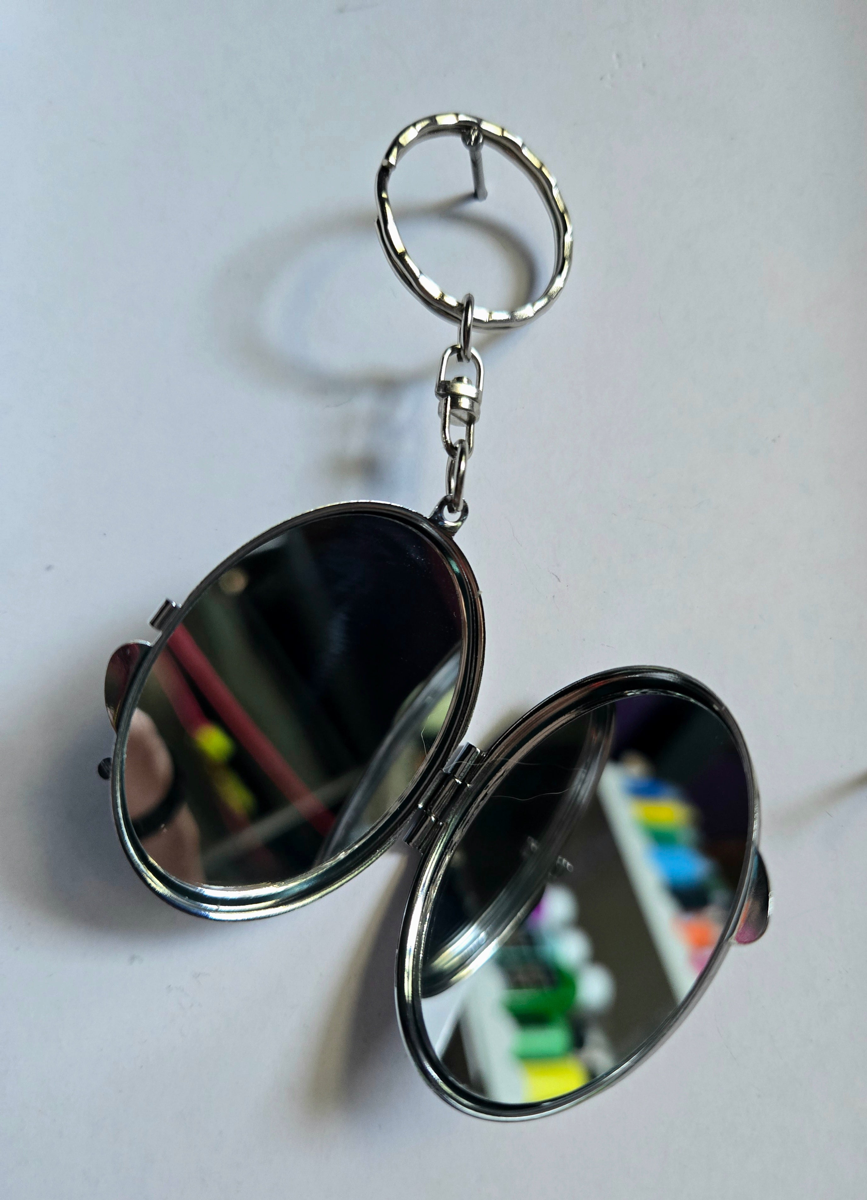 Chevron Mini Mirror Compact Keychain