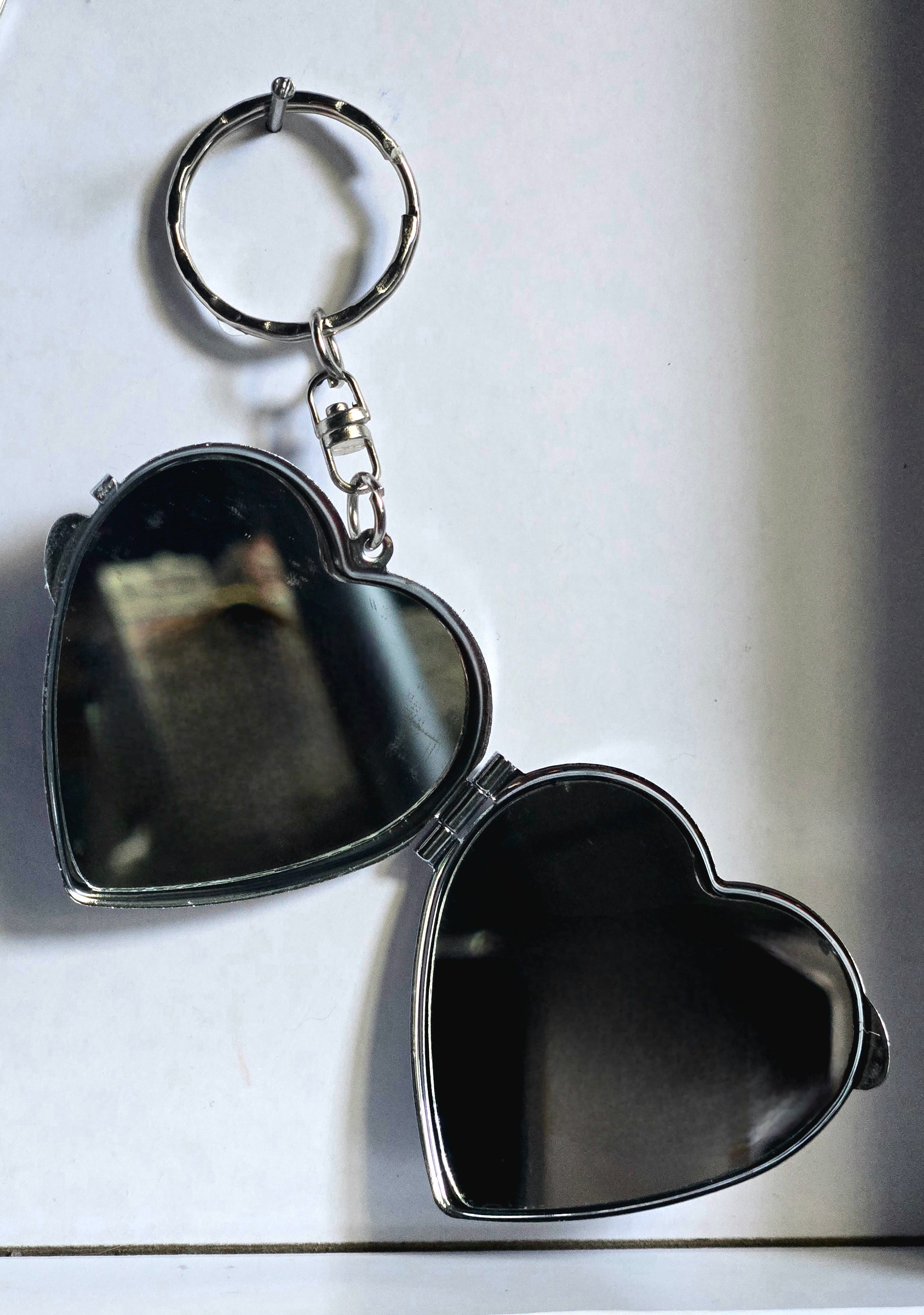 Purple Heart Mini Compact Mirror Keychain