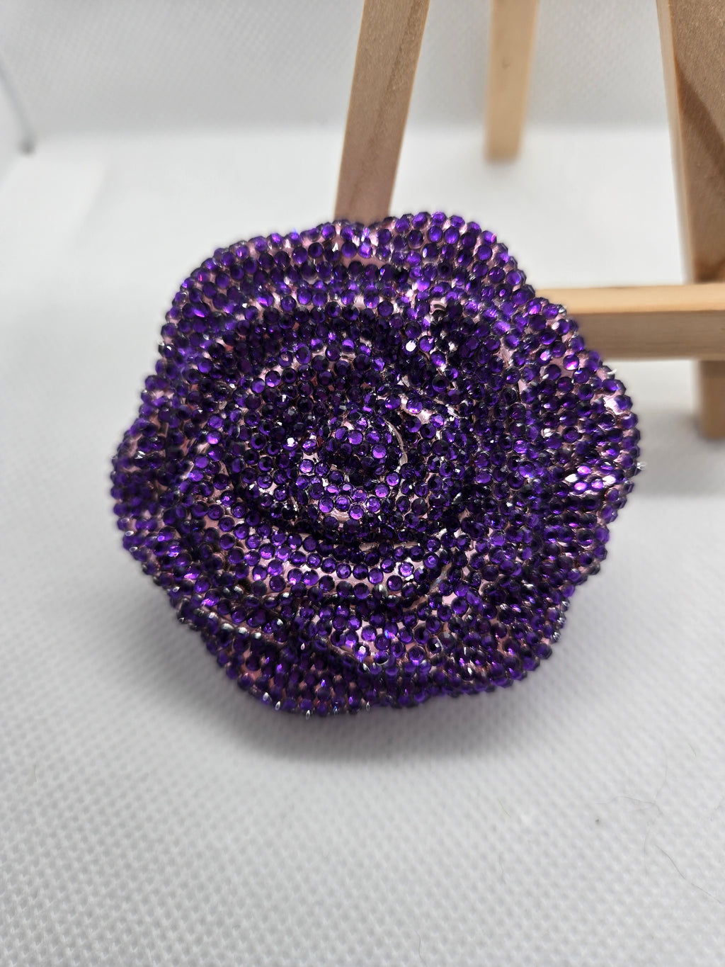 Purple Rose Rhinestone Compact Mirror