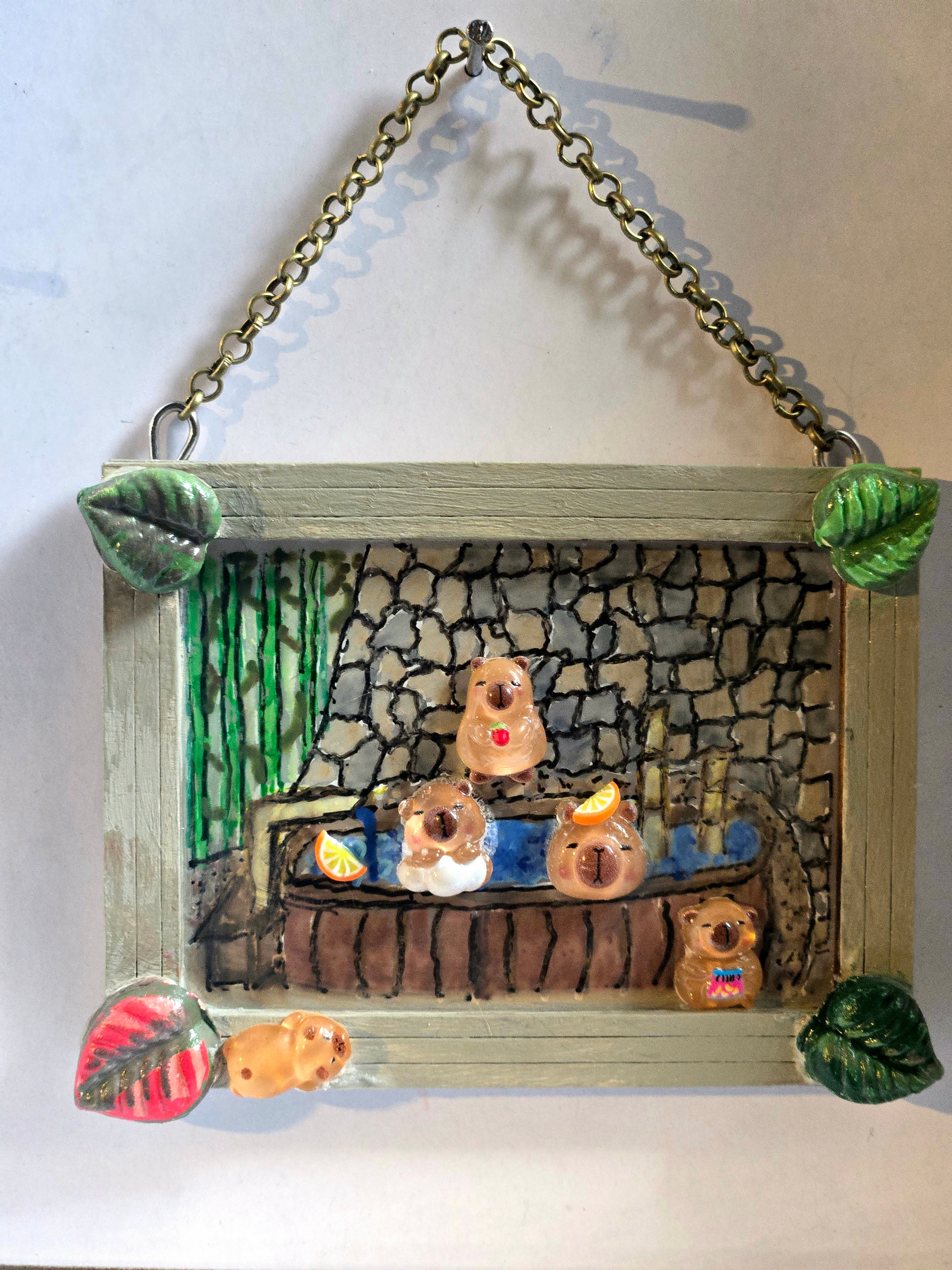 Capybaras Bathing Art Ornament