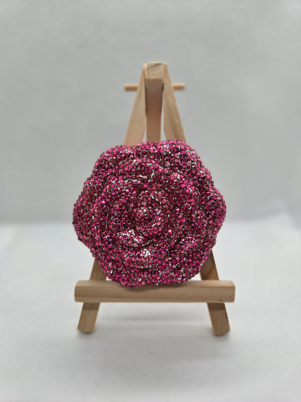 Pink Rose Rhinestone Mirror Compact