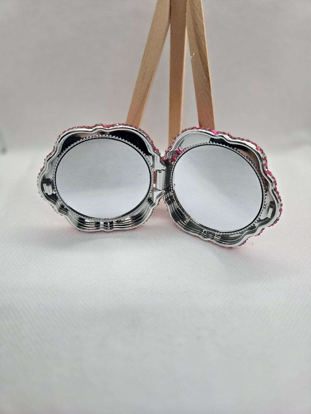 Pink Rose Rhinestone Mirror Compact