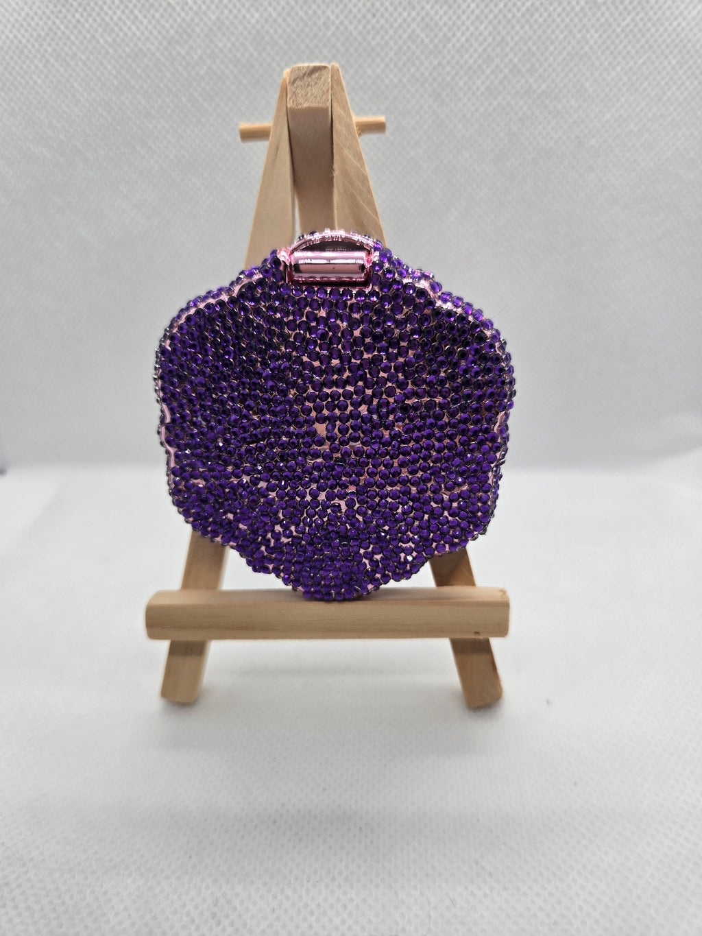 Purple Rose Rhinestone Compact Mirror