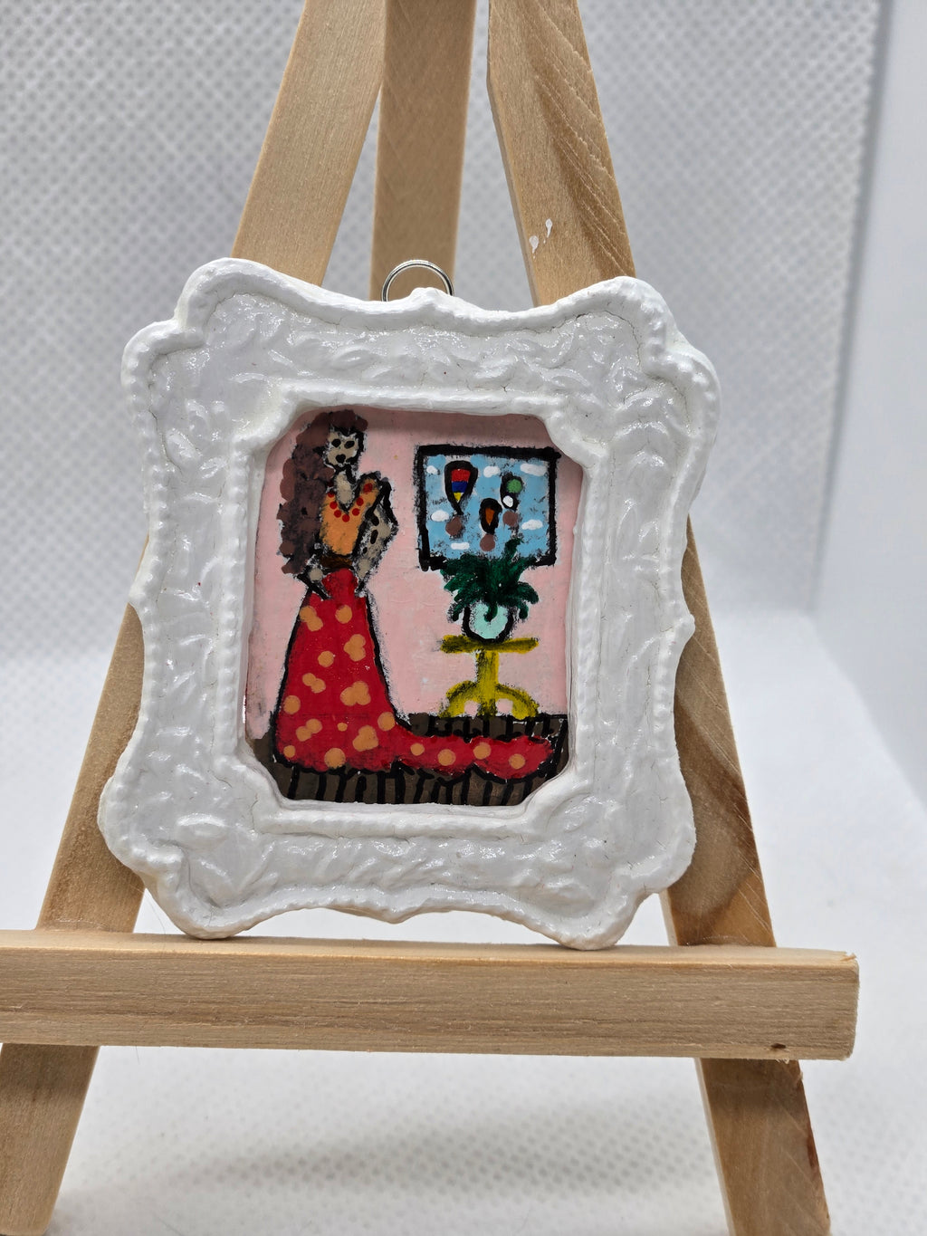 Miniature Painting of a Woman in Orange Gown