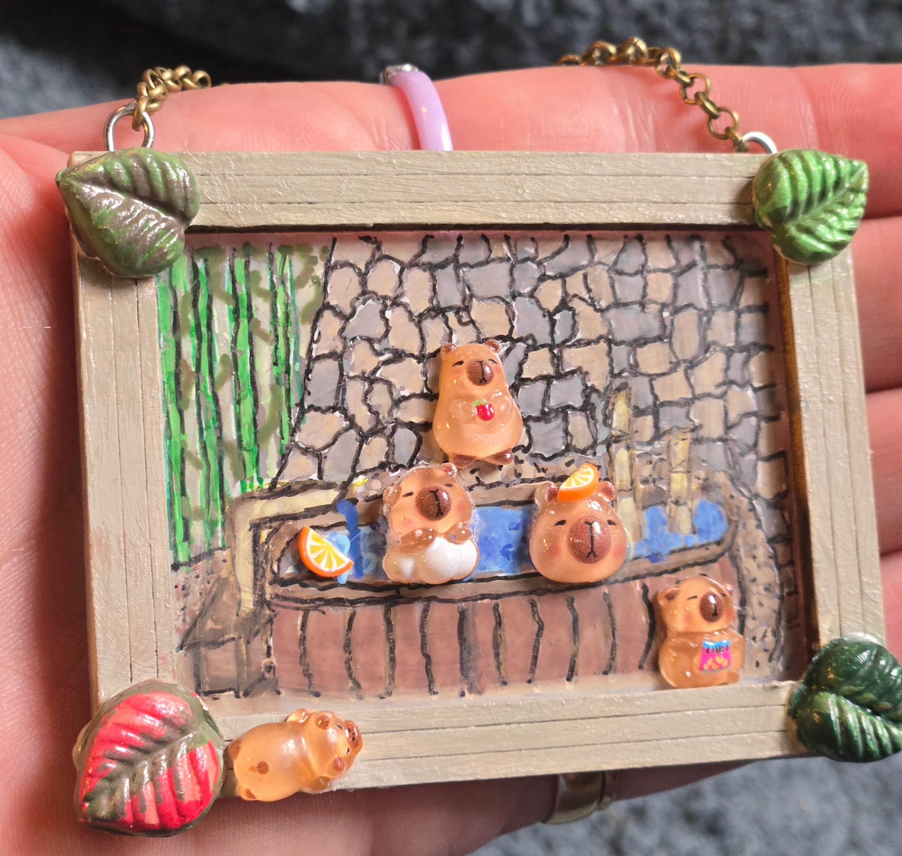 Capybaras Bathing Art Ornament
