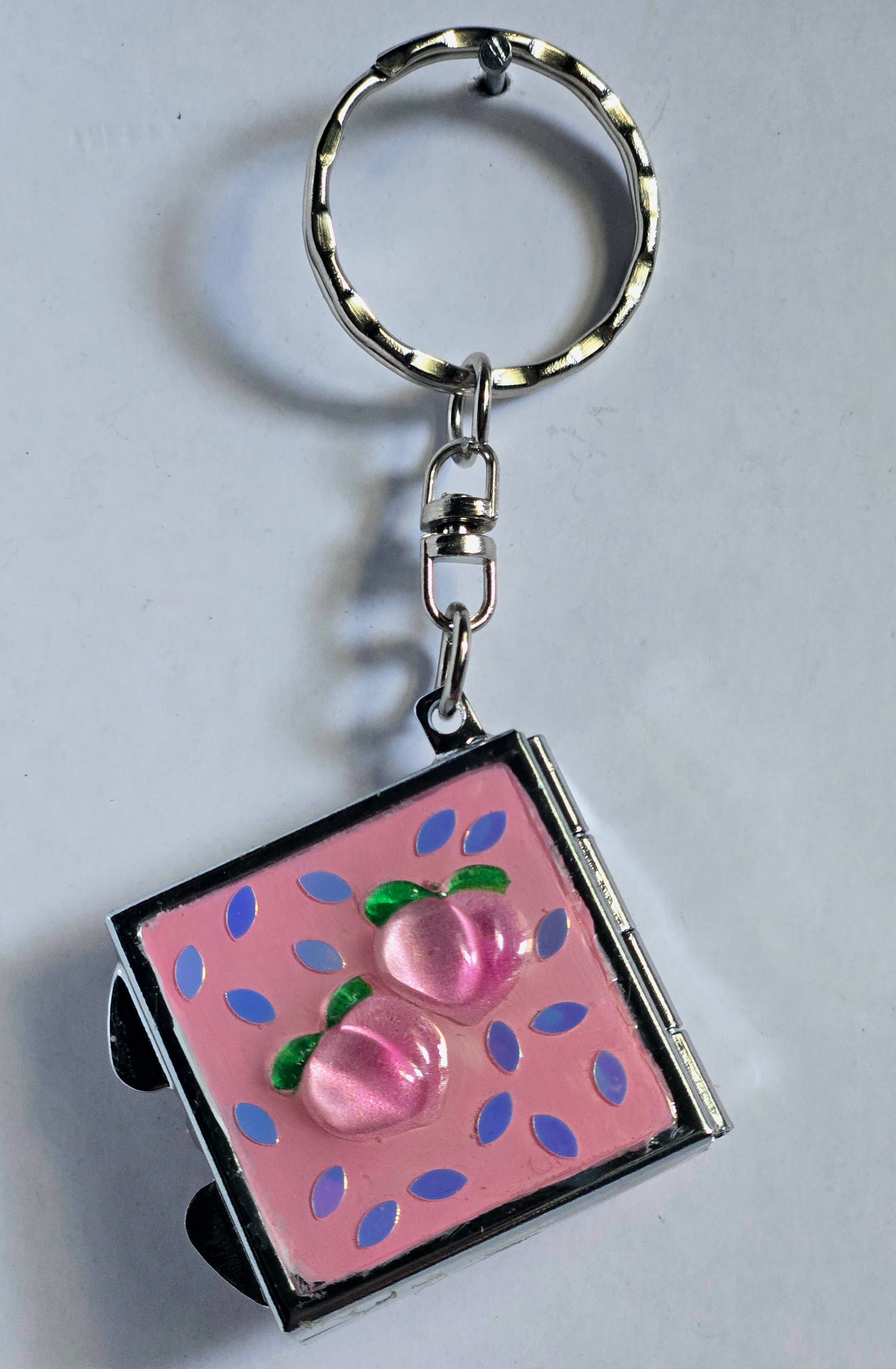 Peaches Mini Compact Mirror Keychain
