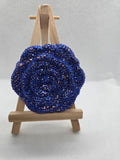Blue Rose Rhinestone Compact Mirror