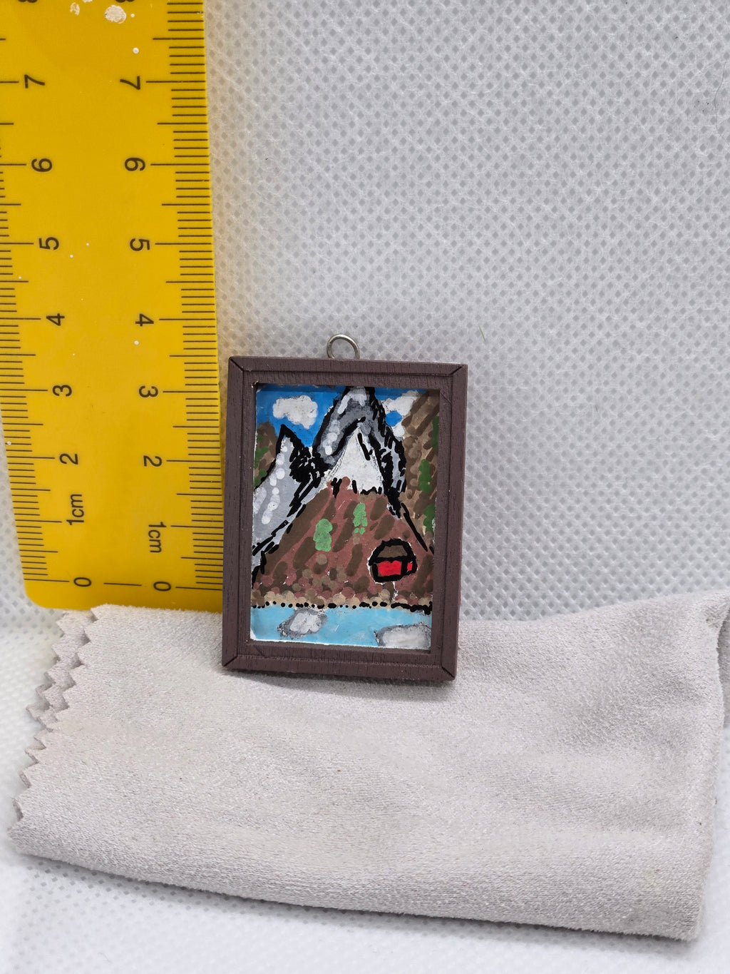 Mountain Cabin Miniature Framed Painting