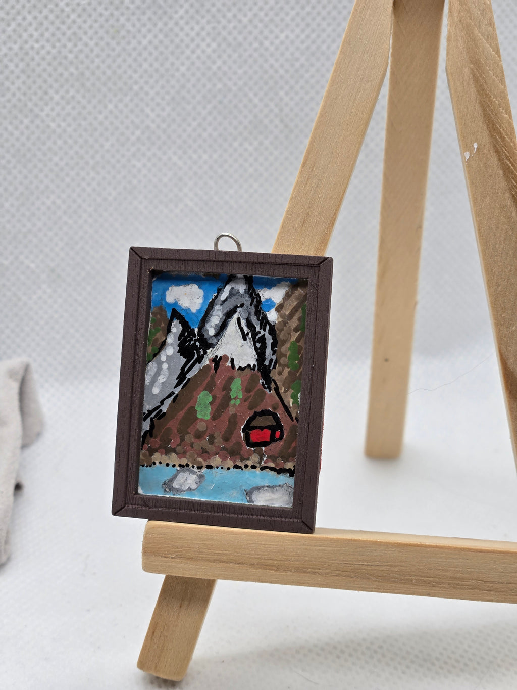 Mountain Cabin Miniature Framed Painting