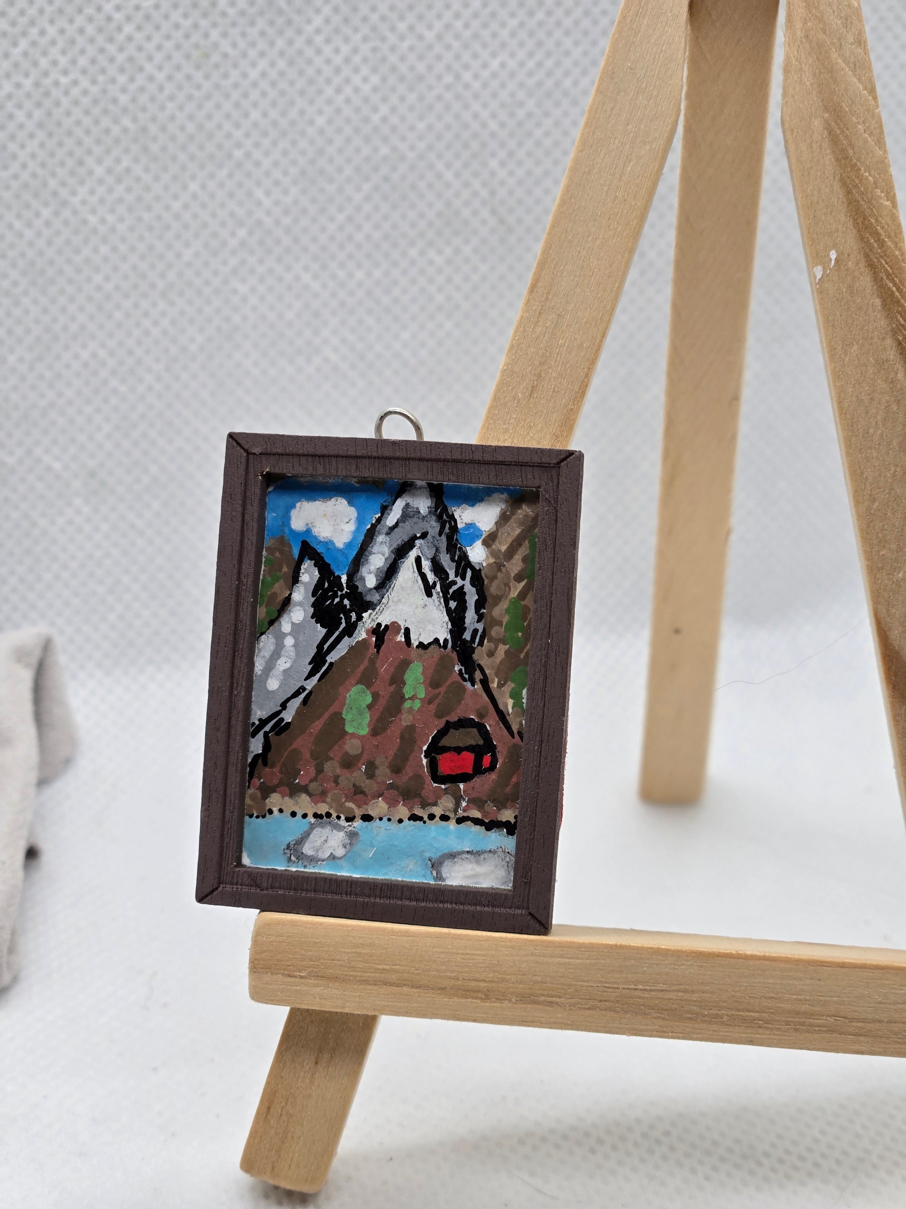 Mountain Cabin Miniature Framed Painting