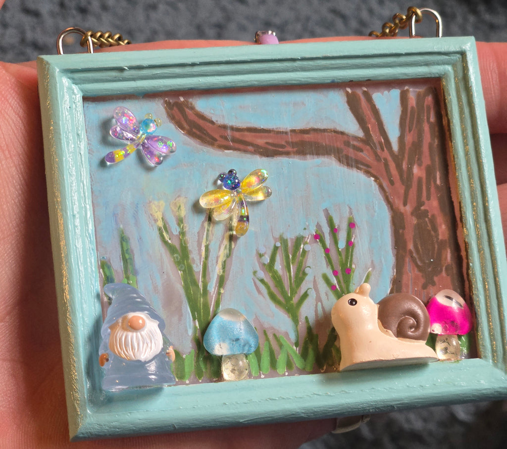 Gnome with Snail Art Ornament