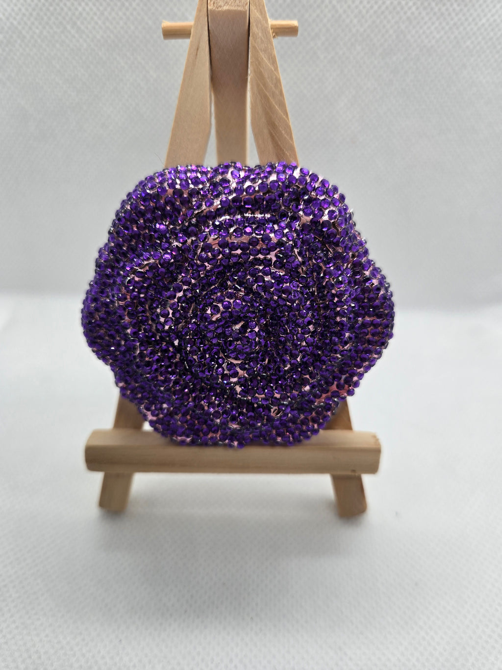 Purple Rose Rhinestone Compact Mirror