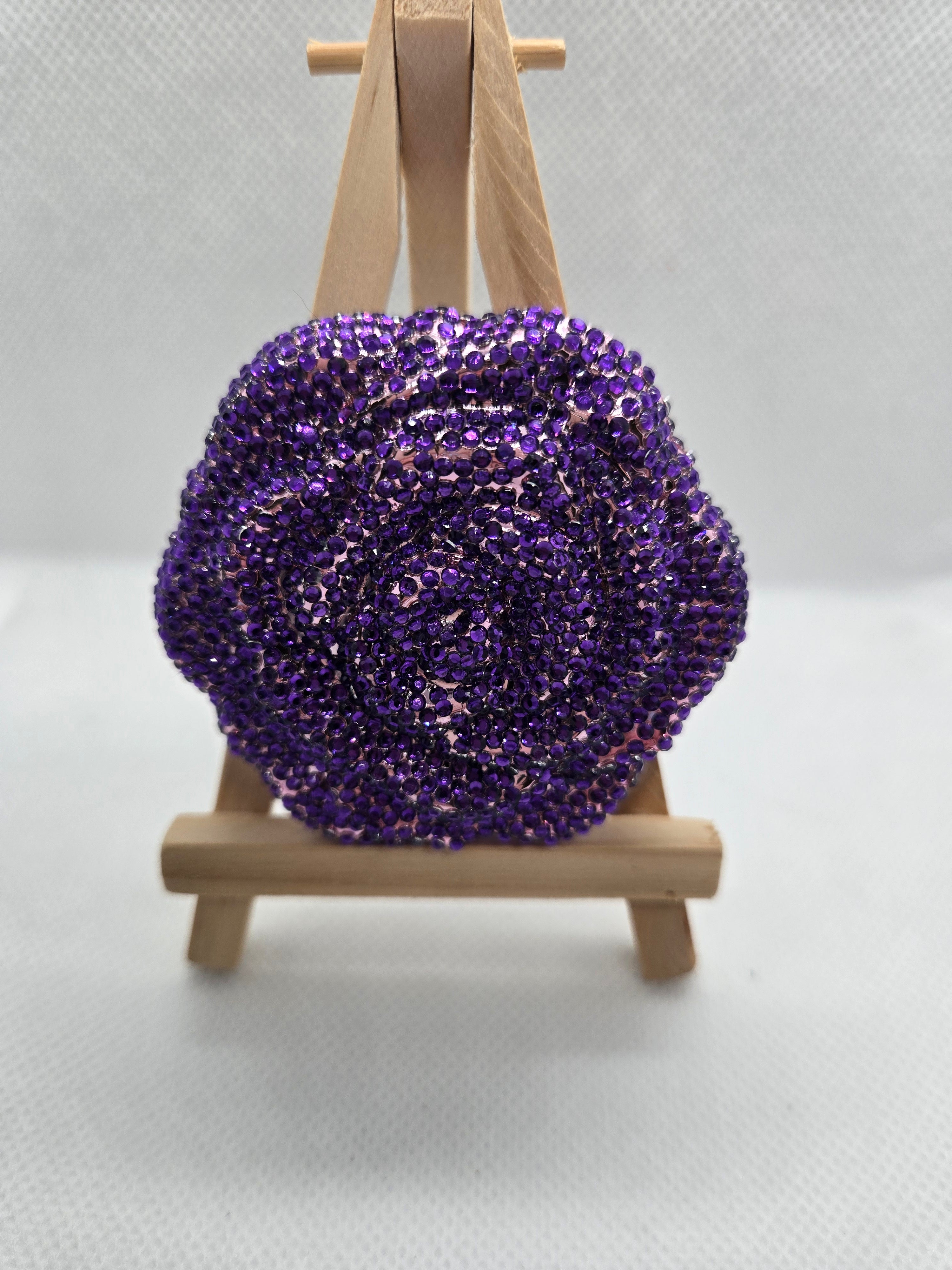 Purple Rose Rhinestone Compact Mirror