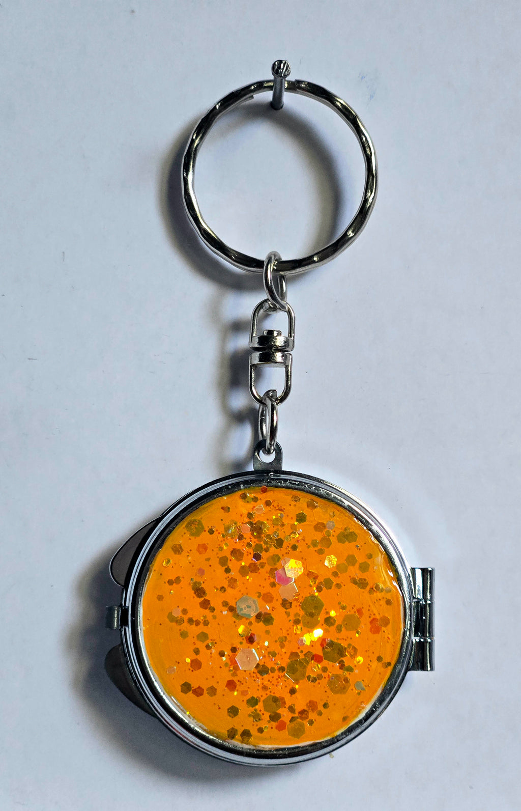 Tangerine Glitter Mini Mirror Compact Keychain