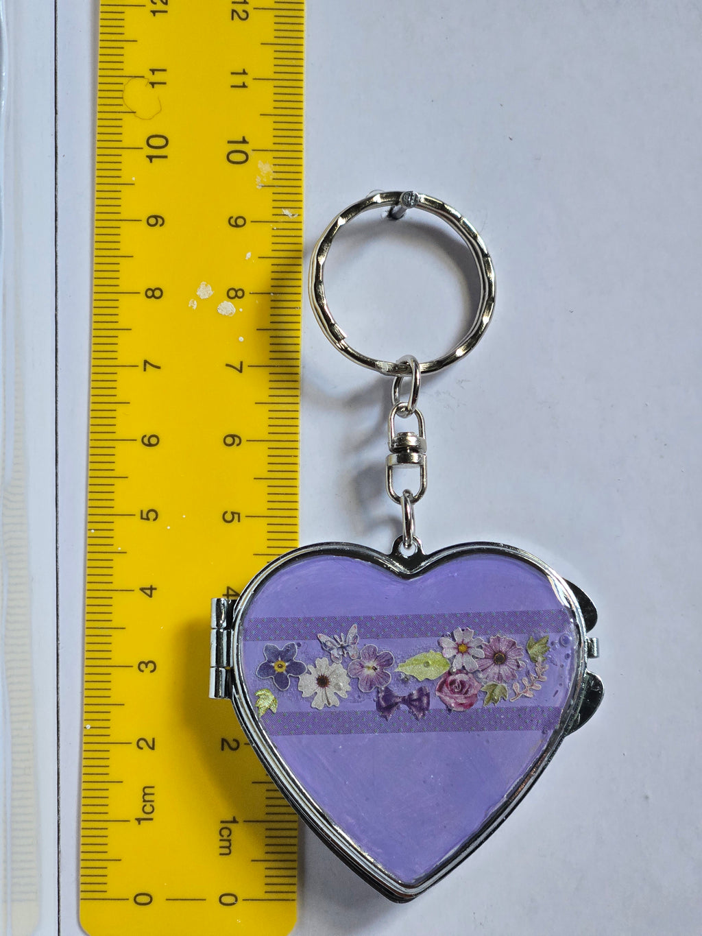 Purple Heart Mini Compact Mirror Keychain